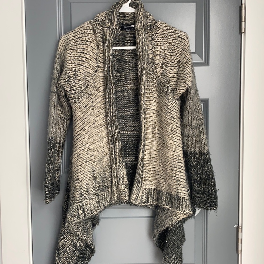 Tan & Gray Sweater Cardigan